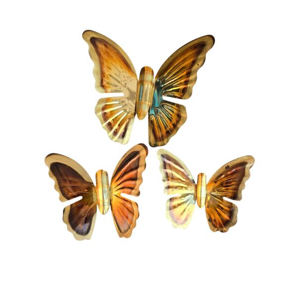 Vintage Homco HOME INTERIORS Metal BRASS BUTTERFLIES Wall ART Decor Set 3 - Picture 1 of 5